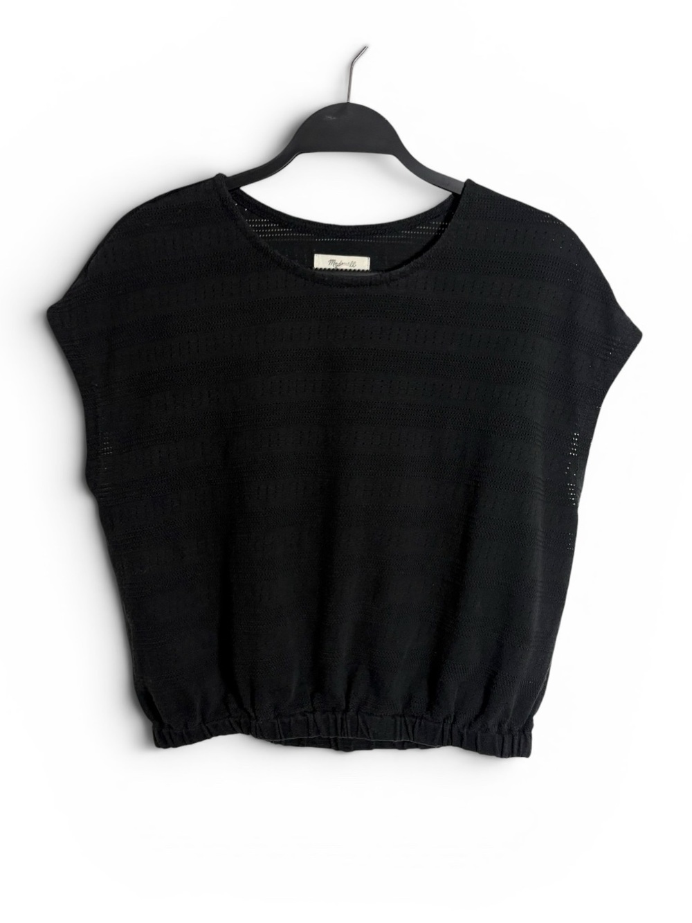 Madewell Black Pointe Short Sleeve Knit Style Crop Top
